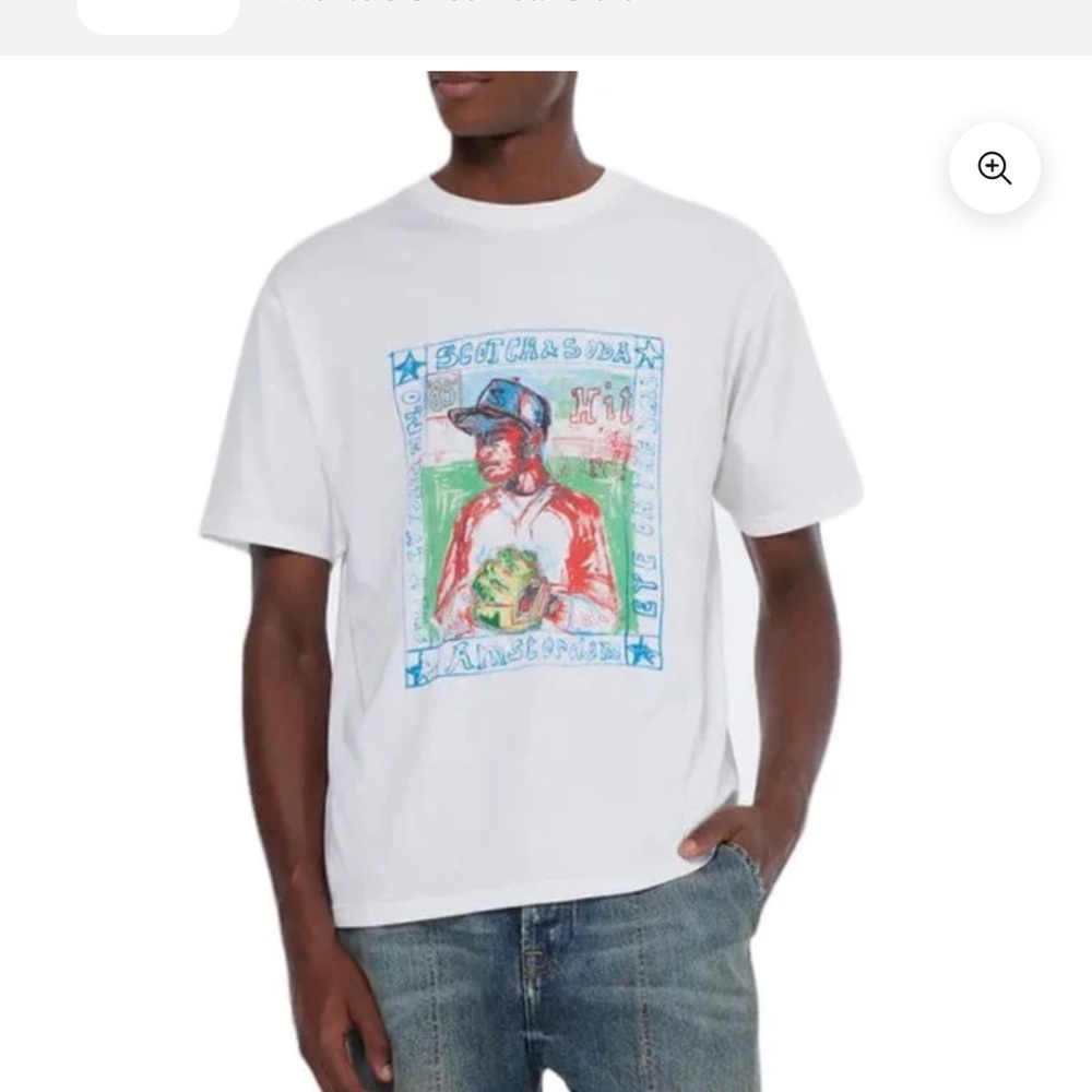 SCOTCH & SODA BASEBALL ARTWORK RELAXED FIT TEE (WHITE)